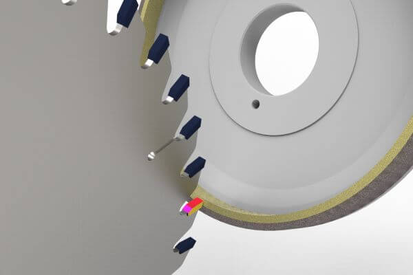 Top grinding of saw blade teeth